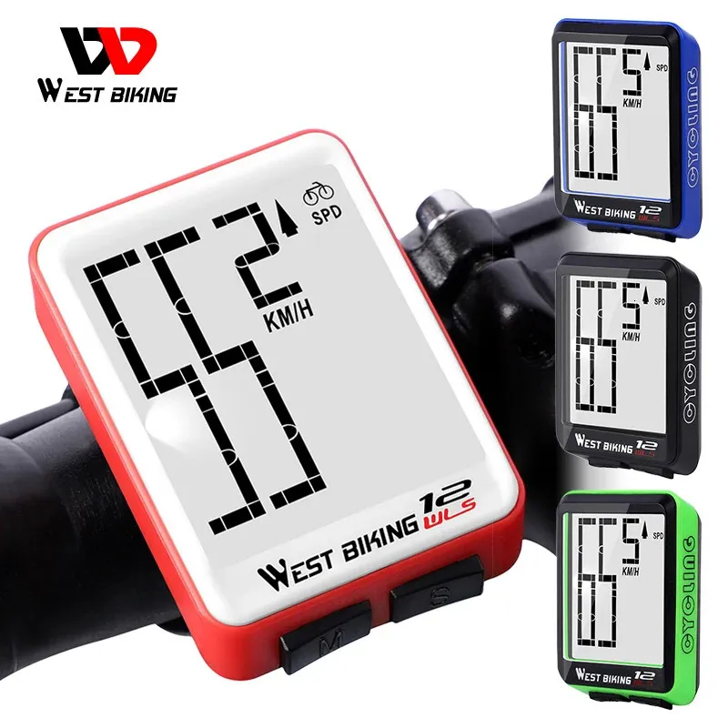 WEST BIKING Bike Computer Multifunction LED Digital Rate MTB Bicycle Speedometer Wireless Cycling Odometer Stopwatch240410