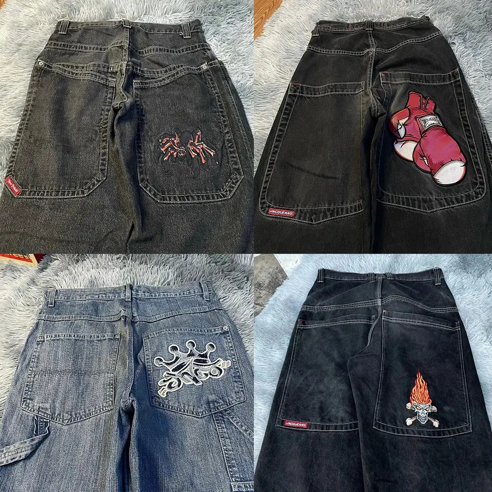 Streetwear jnco jeans y2k harajuku hip hop graphic sobgy jeans noirs pantalon homme femme gothique haute taille pantalon de jambe 240409