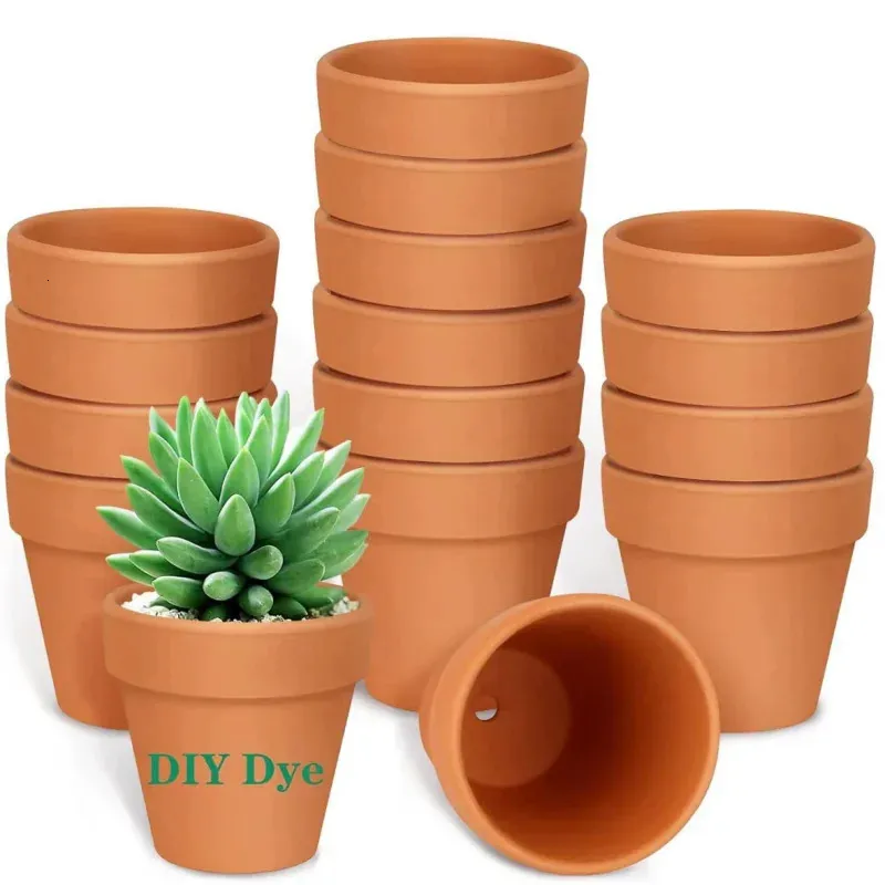 16 PCS 2 Terra Cotta Pots Pottery Planter Cactus Pots Pots وعاء عصاري مع ثقب الصرف- كبير للنباتات 240415