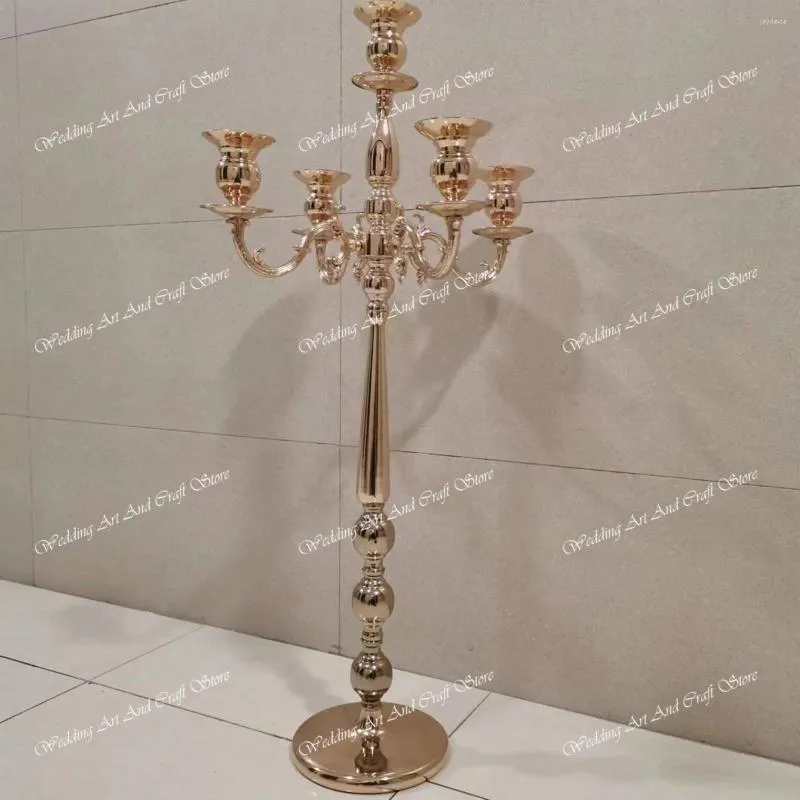 Party Decoration 5pcs/10pcs) 100cm Tall)5 Head Gold Candle Holder Metal Candelabras Candlestick For Weddings Table Centerpieces