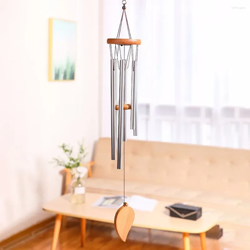 Decorative Figurines 1piece 6 Tubes Aluminum Alloy Wind Chimes With Hook Gold/silver Bells For Outside Home Wedding Party Memorial