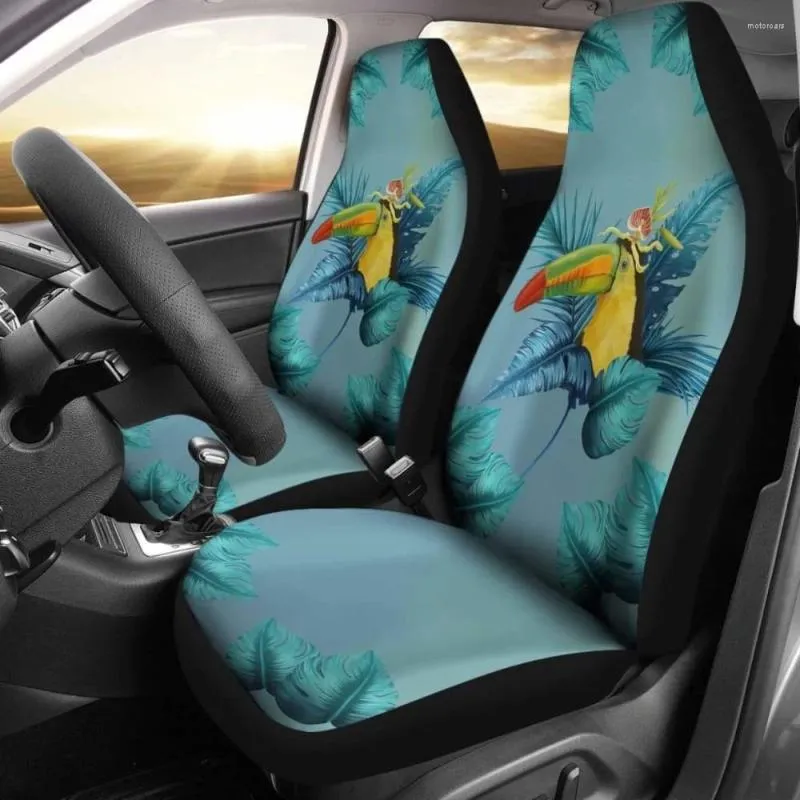 Auto -stoel bedekt Belize Belizean Toucan Bird 4 Pack van 2 Universal Front Protective Cover