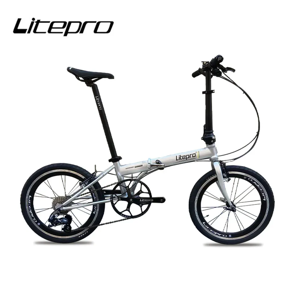 ライトlitepro 20インチ折りたたみ自転車鋼合金フレーム外部10speedディスクvブレーキ自転車超軽量ポータブル車両