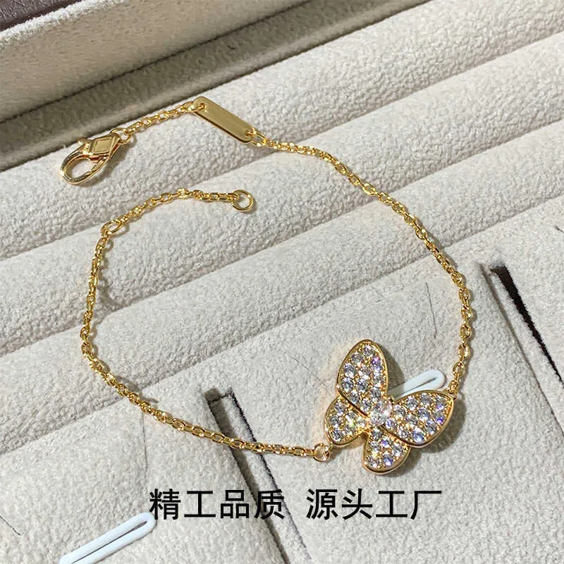 High version Vancefe Gold Full Diamond Butterfly Bracelet with High Quality Diamond Embedding Fashionable and Versatile temperament Super Immortal