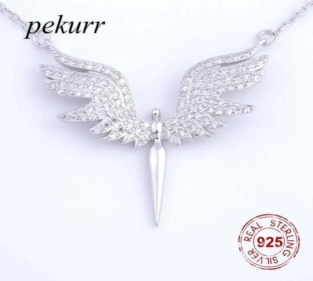 Pekurr 925 Srebrny Srebrny CZ Kąt Phoenix Eagle Bird Naszyjniki Wisianty dla kobiet w łańcuchu prezenty biżuterii 2106217119994