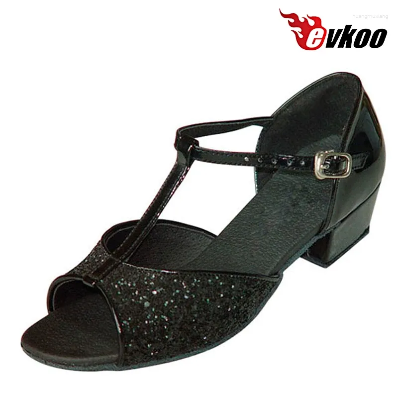 Scarpe da ballo evkoodance da sala da ballo noi 4-12 ragazze tallone basso 3 cm e 4 colori possono essere scelti comodi EVKOO-353