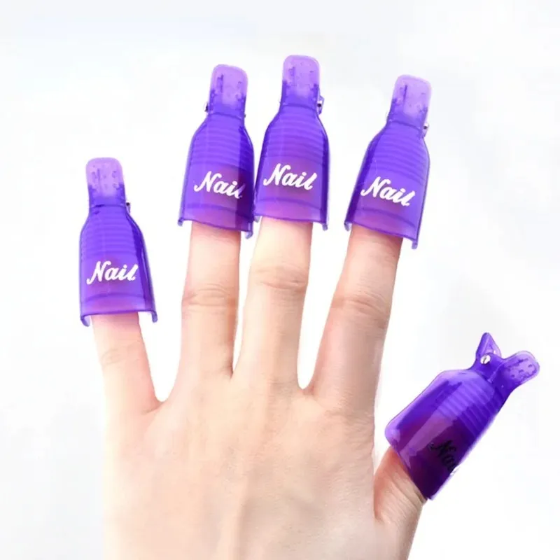 / Nail Art Gel Rémoussement de vernis à ongles Faire tremper la capuchon Clip rose Purple UV Gel Polonais Fluide d'outil de pellicule pour l'élimination du vernis