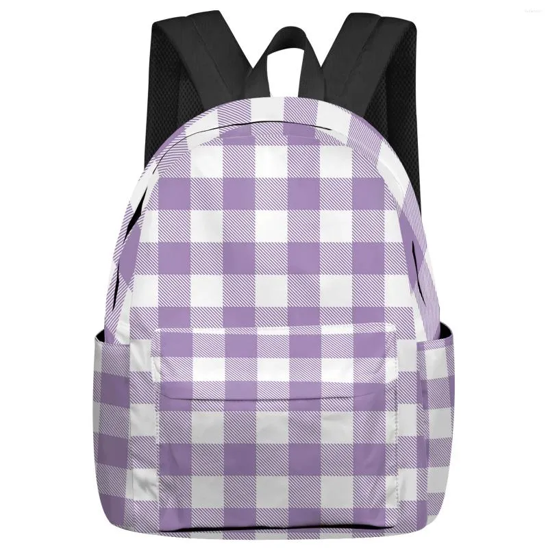 Plaid Backpack for Men and Women Waterproof Multi-Pocket School Laptop  Bookbag