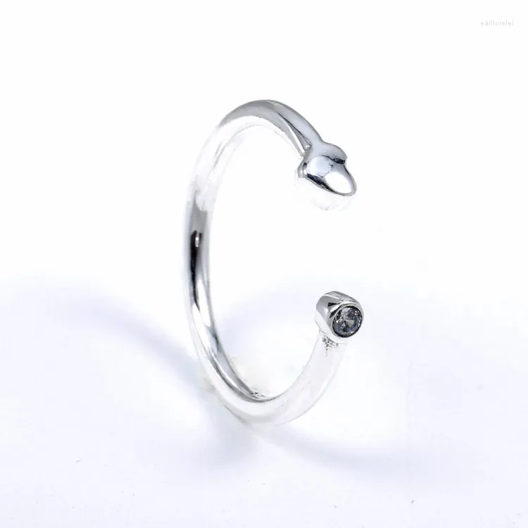 Clusterringe 925 Sterling Silber Pfanne Ringarbeit poliertes Herz offen mit Kristall für Frauen Hochzeitsfeier Geschenk Mode Schmuck Schmuck