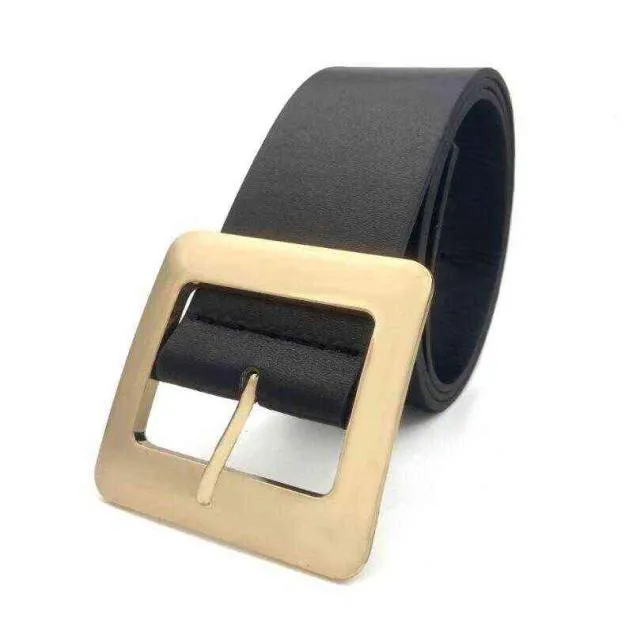 Nieuwe dame brede riem dames metalen pin buckle tailleband vrouwelijke zwarte pu lederen riemen jurk jas taille korset riem taille afdichting g2203019863006