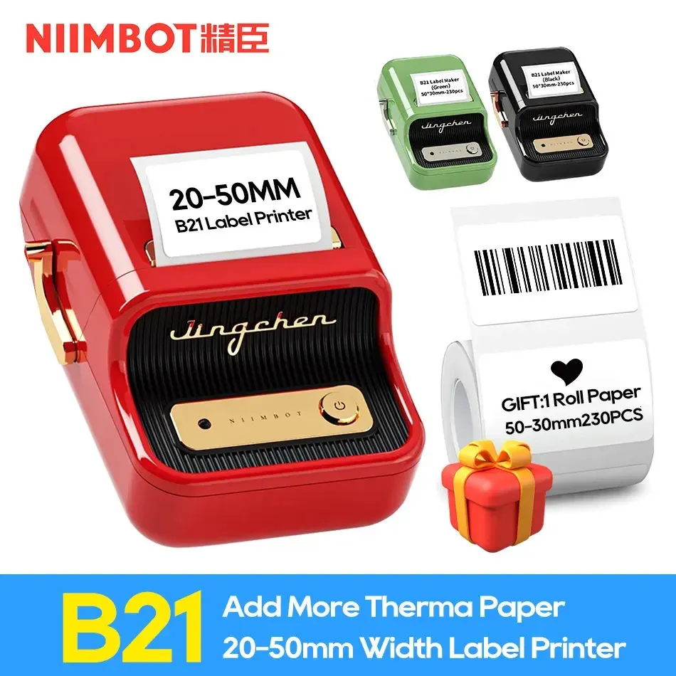 NIIMBOT B21 B1 Trådlös etikettskrivare Portable Pocket Label Printer Bluetooth Thermal Label Printer Fast Print Home Use Office 240419