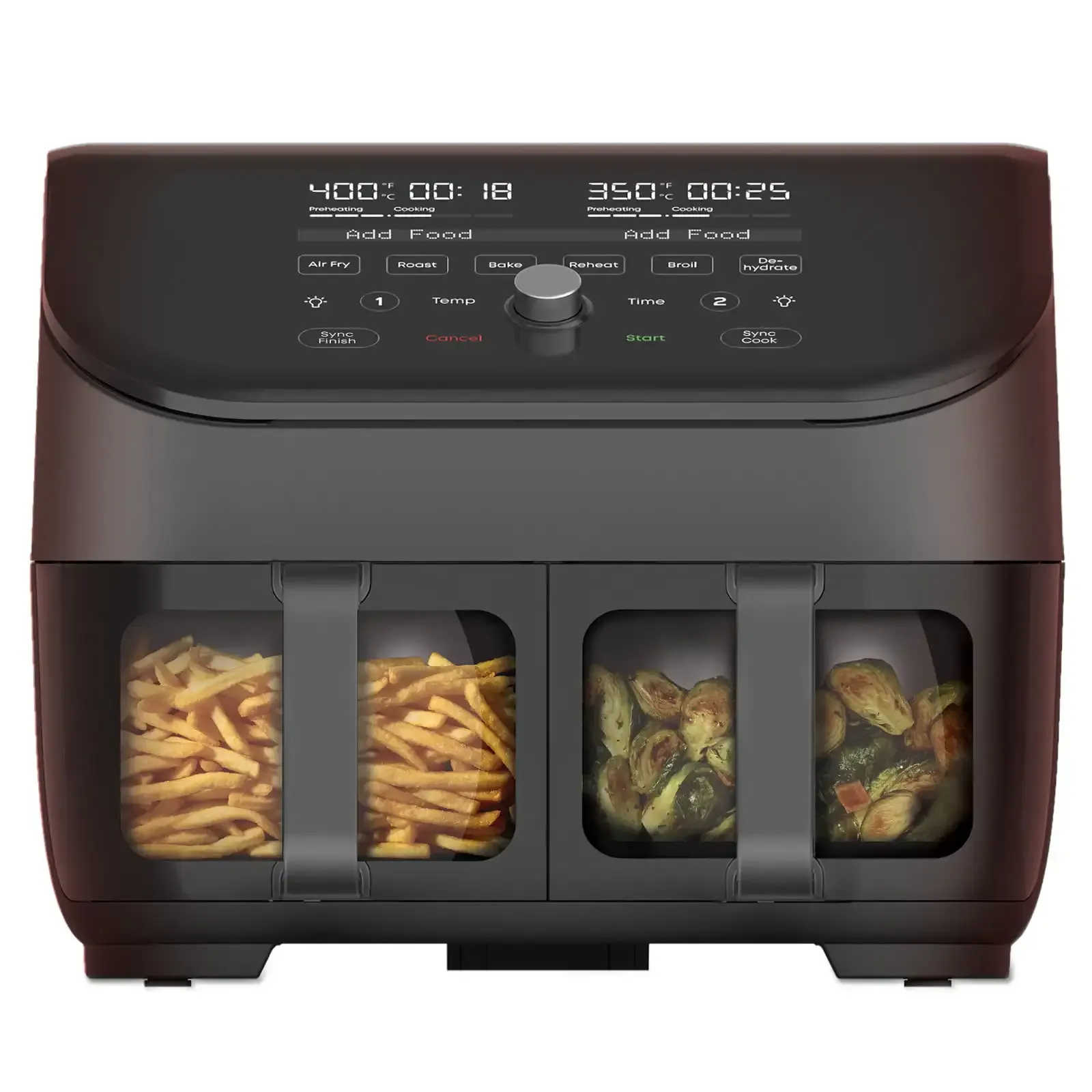 フライヤーインスタント8Quart Vortex Plus 2Basket Air Fryer Oven、Black ClearCook Windows、デジタルタッチスクリーン