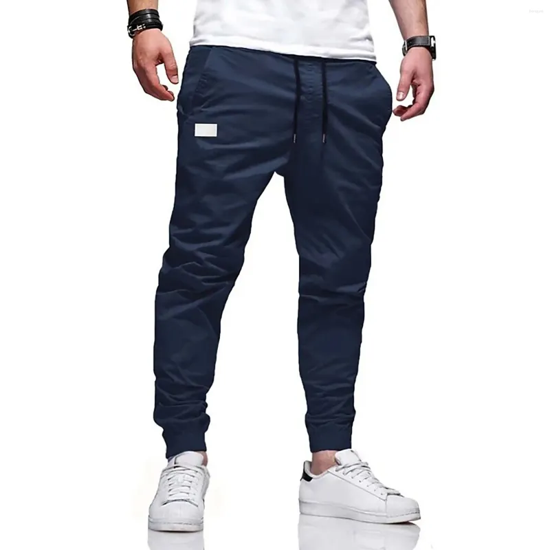 Herrenhosen Herren lässige Jogginghose Solid Color Drawess Doppelpockt Bündel Füße Sport Jogger Dünne Komfort Fitness Männlich