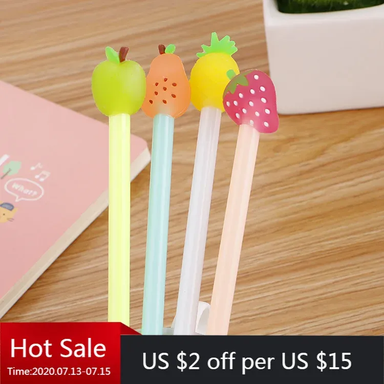 Pens 40 Pcs Creative Threedimensional Fruit Gel Pen Cute Little Pure and Fresh Fruit Waterbased Learning Office Felttip Pens