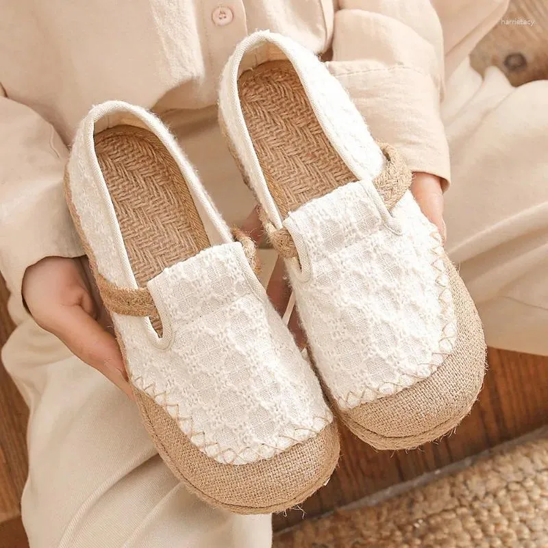 Casual Shoes Veowalk Vegan Handmade Women Embroidered Canvas Espadrilles Flats Japanese Style Ladies Comfortable Slip-on Loafers