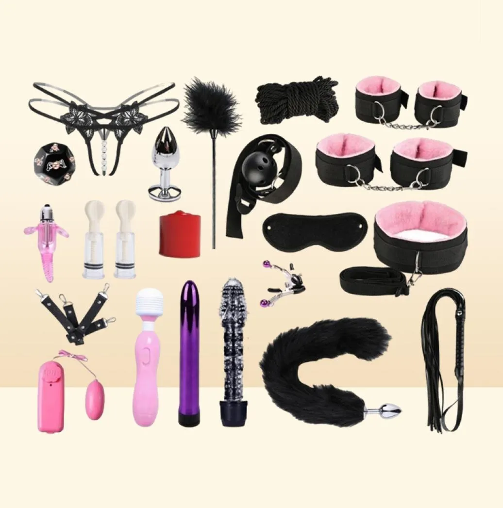 Set Sm Torture Tool Adult Fun Products Flirting with Female Slaves on the Bed Alter Binding Props Handcuffs and Whips YM096590853