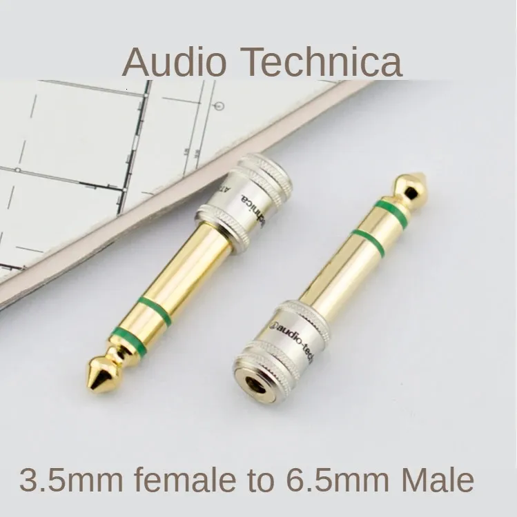 オリジナルのaudiotechnica at501cs 3.5mm女性から6.35mmの男性変換バランスのある金メッキプラグモニターヘッドフォンアダプター240419