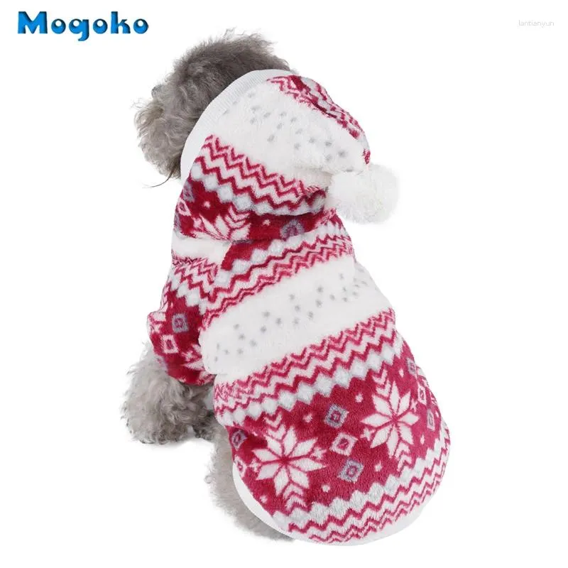 Dog Apparel Mogoko 1x Cat Christmas Fleece Jacket With Hood Puppy Pet Warm Sweater Coat For Winter Cold Weather S-XL Size Optional