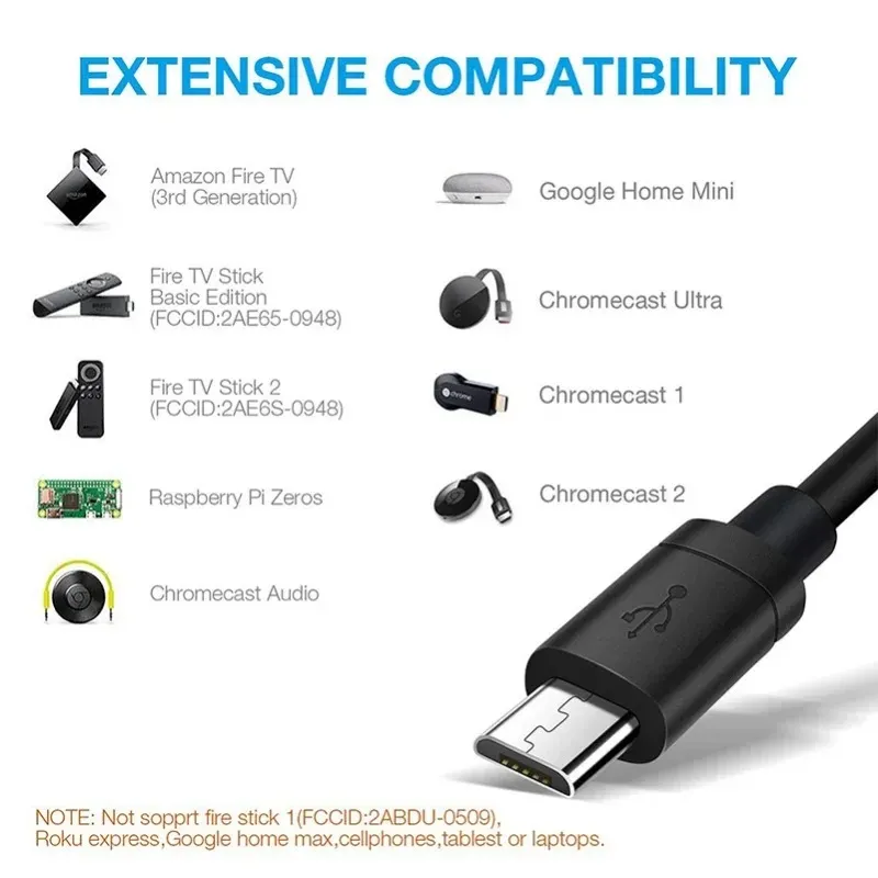 2024 Ethernet Network Card Adapter Micro USB Power till RJ45 10/100Mbps för Fire TV Stick Chromecast för Google 1. Adapter för Fire TV Stick