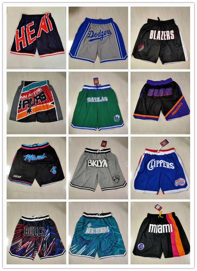 Basketballhosen Lakers / Nets / Celtics bestickte Magic Pocket Shorts