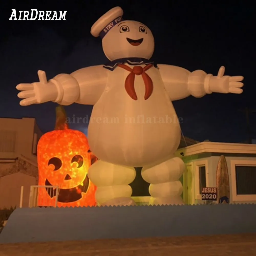 12mh (40ft) met ventilatorverlichting Ghostbusters blijven puft opblaasbare marshmallow man voor advertentie