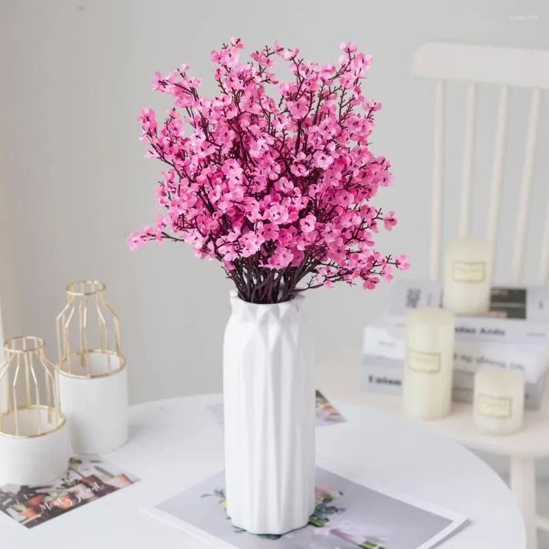 Decoratieve bloemen 37 cm boeket kunstmatige plastic bloem nep planten gipsplantige bloemen rangschikken handgemaakte babysbrath voor tafel trouwhuis