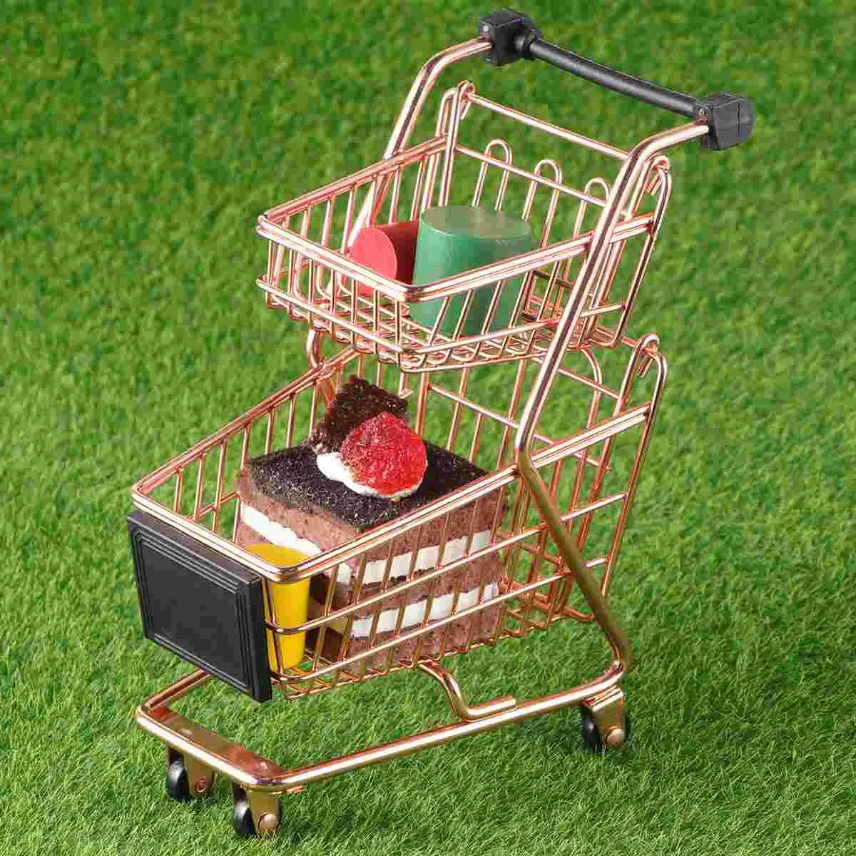 Trolley Playset Mini Cart d'achat Accessoires à deux niveaux Dolls Toy Wagon Kids Pet 240420