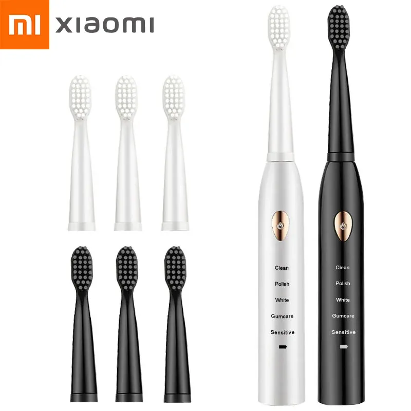 Heads Xiaomi Sonic Electric Toothbrush Ultrasonic Automatic Vibrator USB Charge Whitening Teeth Brush IPX7 Waterproof Tooth Brushes