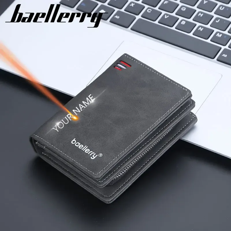 محافظ Baellerry 2023 New Men Men Wallets اسم حامل بطاقة مخصصة