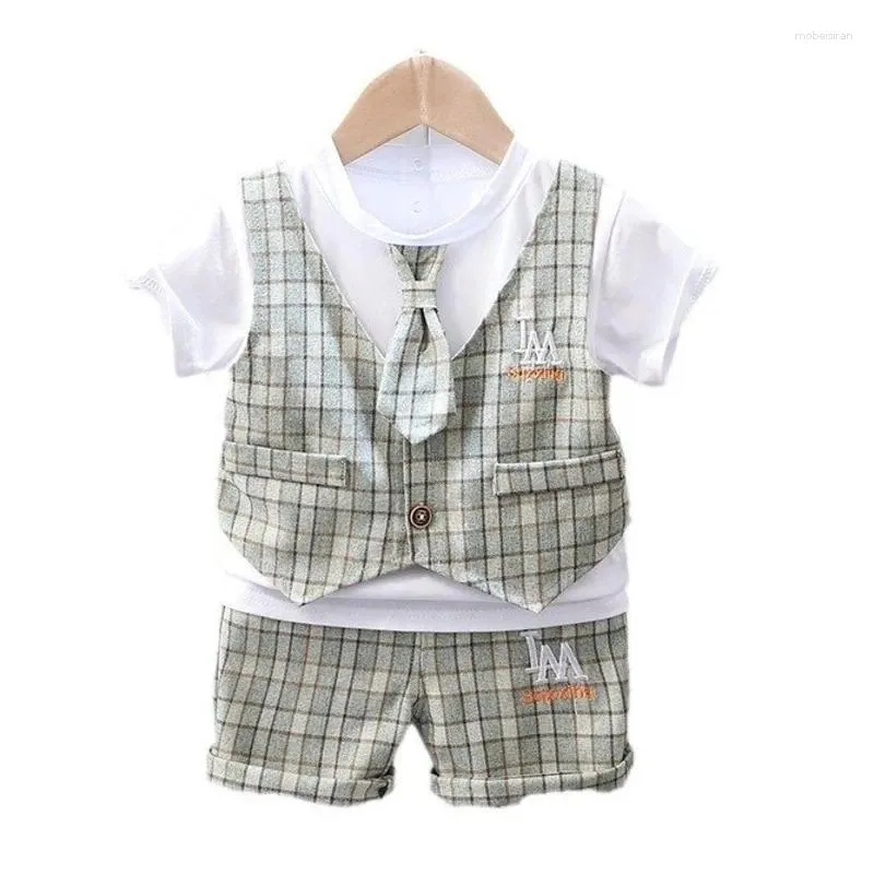 Kledingsets Zomer Babyjongens Kleding Pak Kinderen Casual Plaid T-Shirt Shorts 2pcs/Sets Toddler Costume Infant Outfits Kids trainingspakken