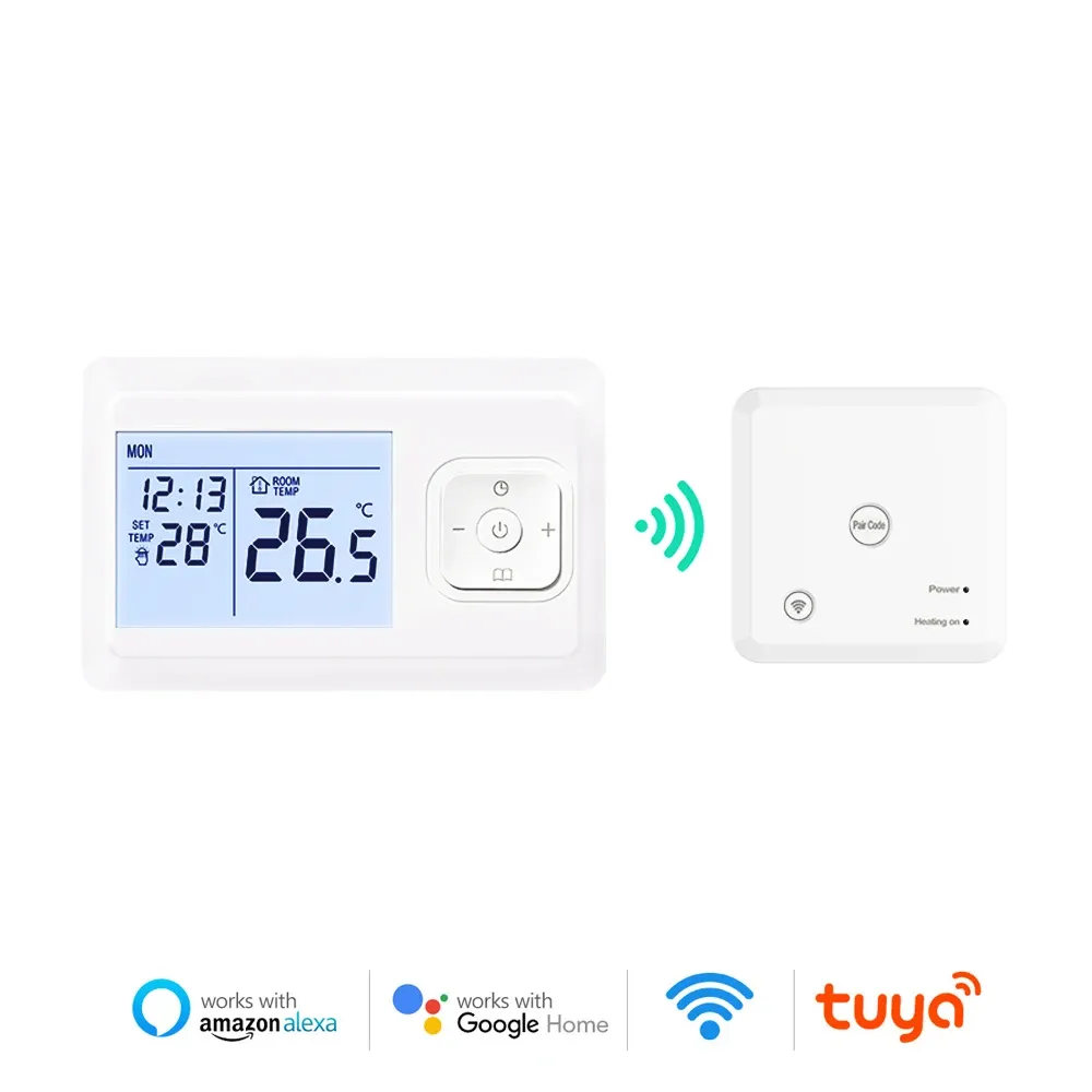 Control Wifi & Rf Smart Wireless Thermostat for Gas Boiler Room Heating Smart Remote Temperature Controller Works with Google Home Alexa