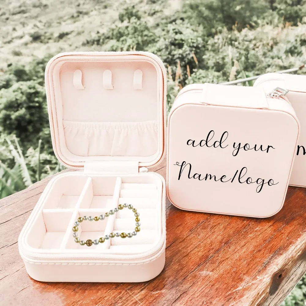 Exibir nome personalizado personalizado Caixa de jóias de dama de honra Exibição portátil Viagem Armazenamento de caixas de viagem Friends Wedding Valentine Professor Day Gift