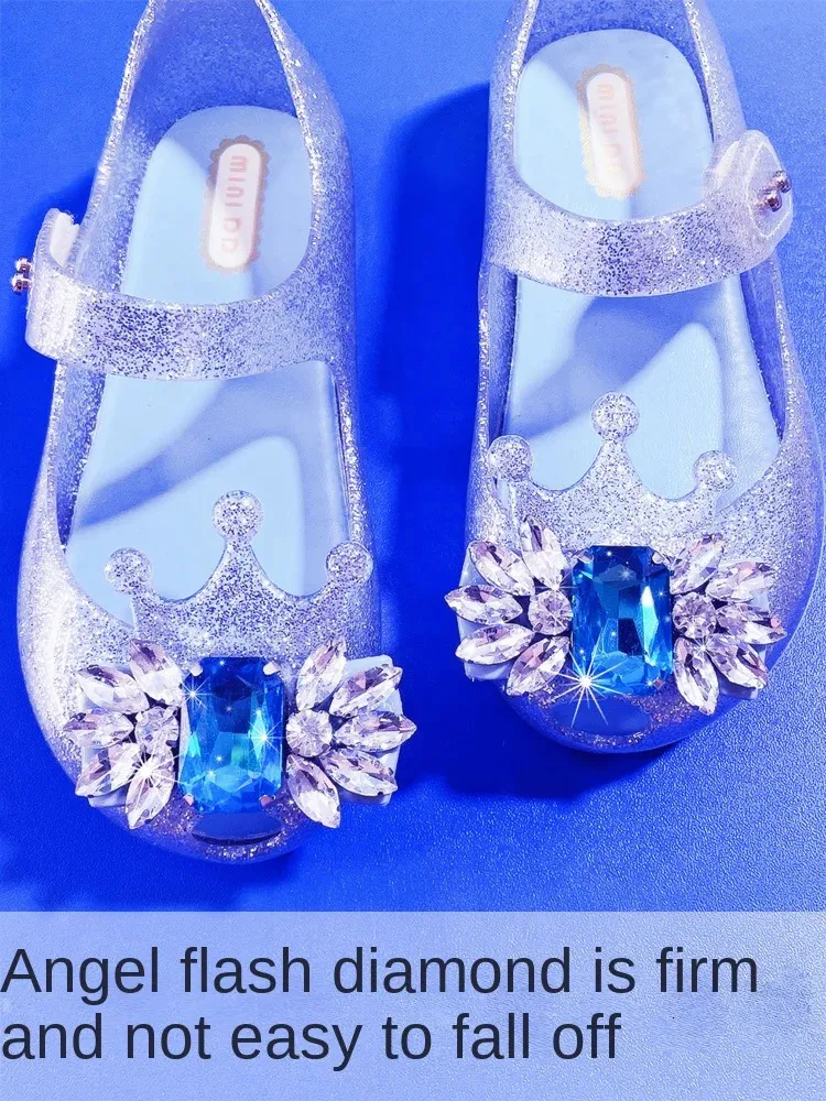 Princess Crystal Jelly Shoes for Girls Children's High Heeled Toddler Sandals 240408