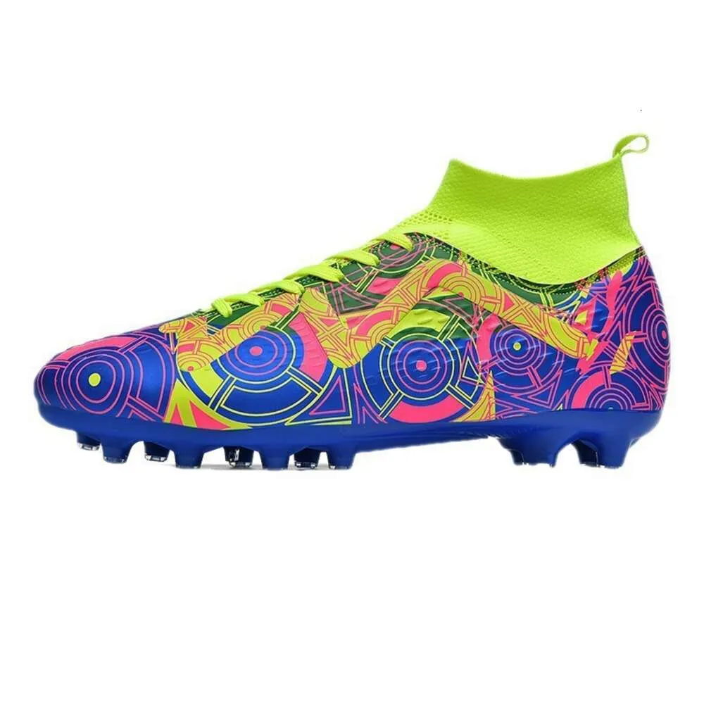 High Top Women Men Boots Football Boots Ag TF Soccer Shoes Cleats Purple Blue Black Taille Eur 33-46