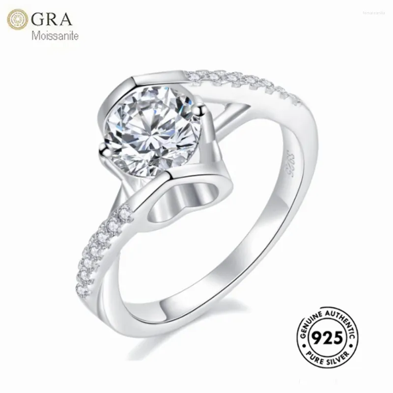 Cluster Rings S925 Sterling Silver Wholesale Wedding Simple Jewelry For Women Fashion With 0.5ct-1ct Diamond Moissanite