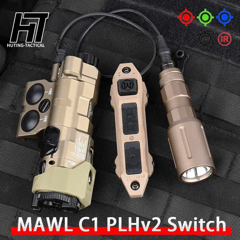 SCOPES TACTISK MAWL C1 METAL UPGRADE LASER AIRSOFT CNC PLHV2 ficklampa 1300 Lumens Hunting Scout Light Dual Function Pressure Switch Switch