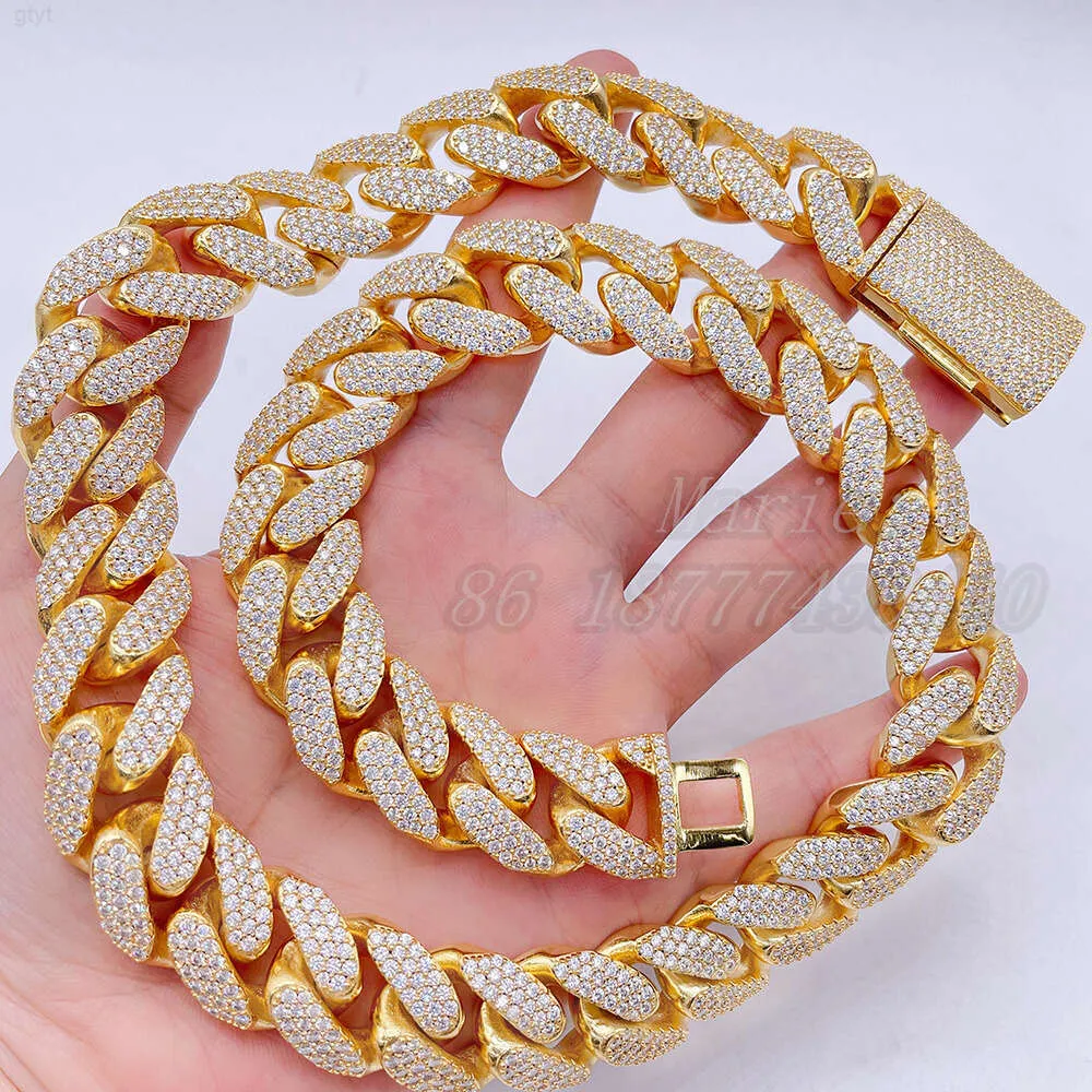 Mode sieraden zilver aangepaste ketting s925 met vvs moissanite sieraden luxe cubaanse armband ijskoud cubaanse ketting 18 mm