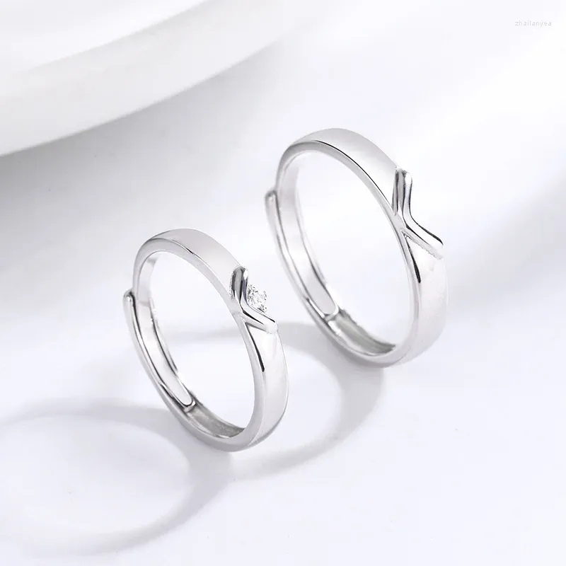 Pierścienie klastra s925 srebrne serce do pasującej pary pierścionka męska para samica studentka na dużą odległość miłość Walentynki Prezent