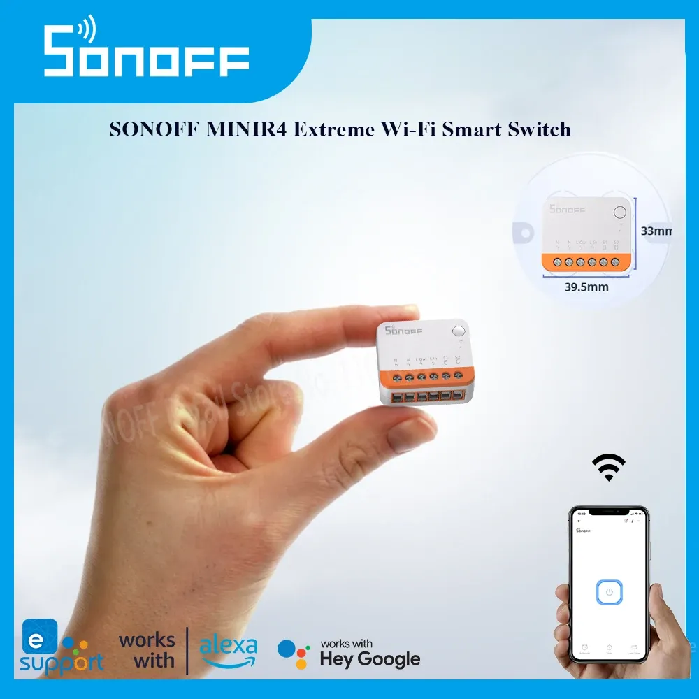 Control Sonoff Minir4 Wifi Smart Switch 10a Mini Extreme Smart Home Relay Module Remote Voice Control for Alice Google Assistant Alexa