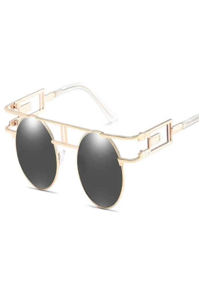 Designer retro vintage zonnebrillen voor heren ronde metaal zonnebril UV400 Steampunk Personality Dames Fashion Sun Glasses6762978