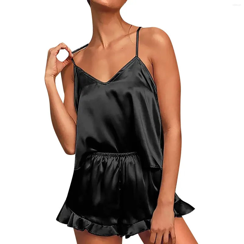 Women's Tanks Solid Color Sexy Fashion Loose Camisole Home Pajama Set Youthful Woman Clothes Summer Women Top 2024