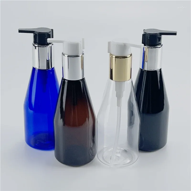 Storage Bottles 200ML X 25 Silver Gold Collar Lotion Pump Cosmetic Plastic Container Empty PET Conical Bottle For Shampoo Liquid Soap Shower