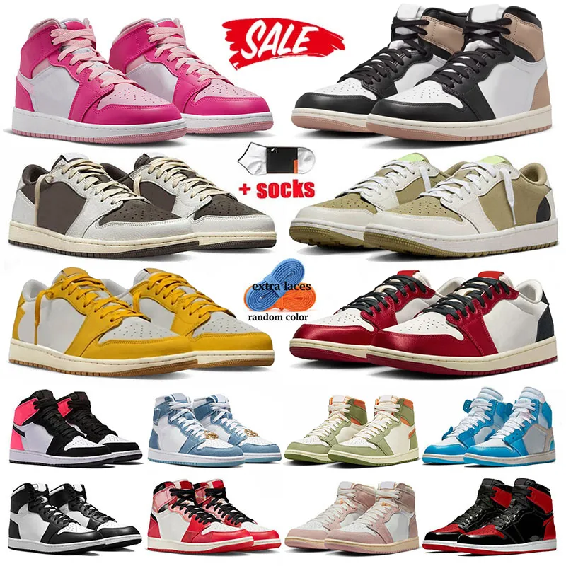 Toppkvalitet Jump man 1 1s basketskor för män kvinnor ts golf oliv låg kanary omvänd mocha panda hög latte mid rosa storlek 13 män skor dghate ungdom sneakers dhgate