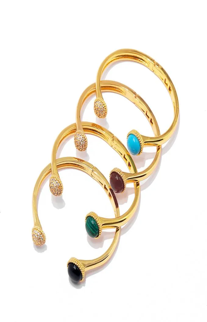 2020 Fashion Charm Jewelry 18K Gold Plated Pracelet Bracelet Colorful Natural Stone Bangle for Women8296764