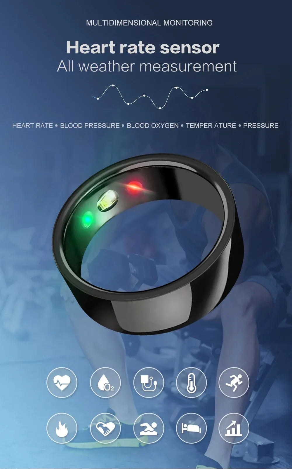 SR200 Smart Ring for Monitoring Male and Female Heart Rate Blood Oxygen Sleep Health and Fitness Tracker 240414