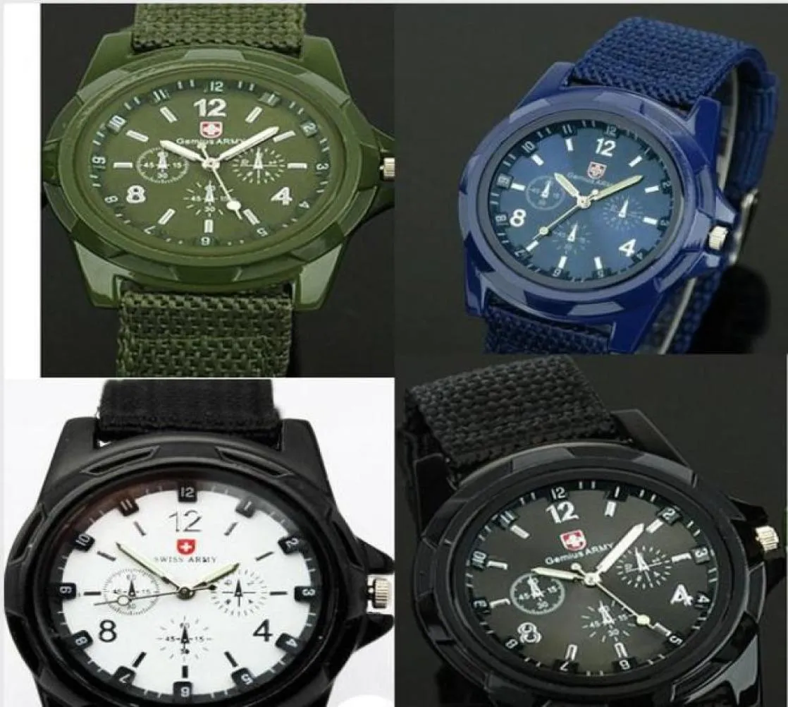 Whole Mix 4colors Cool Summer Men Sport Military Army Pilot Fabric Strap Sports Men Gemius Army Watch SA0035414322