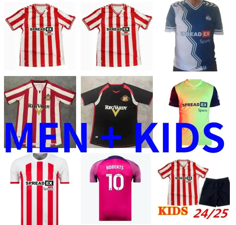 Sunderland 24 25 Home Away Soccer Jerseys Stewart Simms Roberts Amad Clarke Dajaku Embleton Evans O'Nien 2024 2025 Camisa de futebol Pritchard 1994 1993 Amarelo 93 94