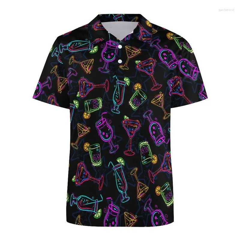 Koszulka z kreskówek na polo polo Polo dla mężczyzn Summer 3D Print Hawaiian Short Rleeves T-shirt guziki streetwearne Koszulki