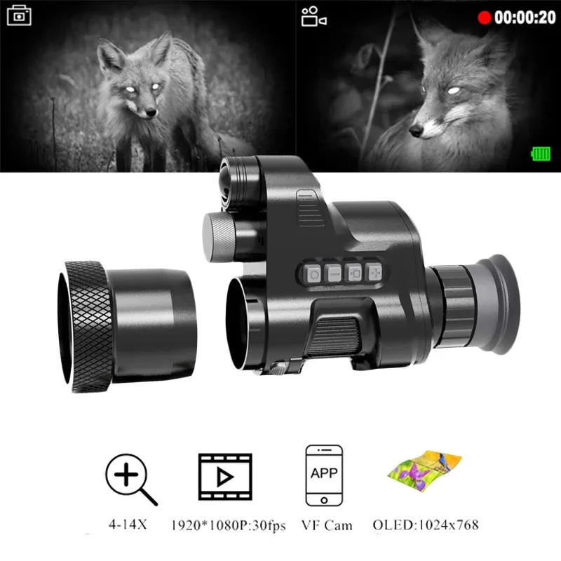 Cameras Hd Night Vision Sighting Monocular Mounted Spotting Scope Reticle Aim Infrared Camera Rangefinder Optional for Tactical Hunting