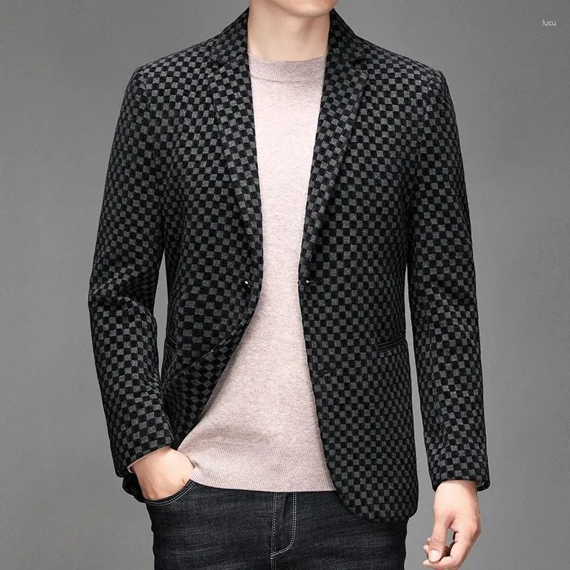 Herenpakken vier seizoenen boetiek mode trend high-end knappe vrijetijdsfeestje gemiddelde dikte chenille pak slanke Koreaanse versie jas